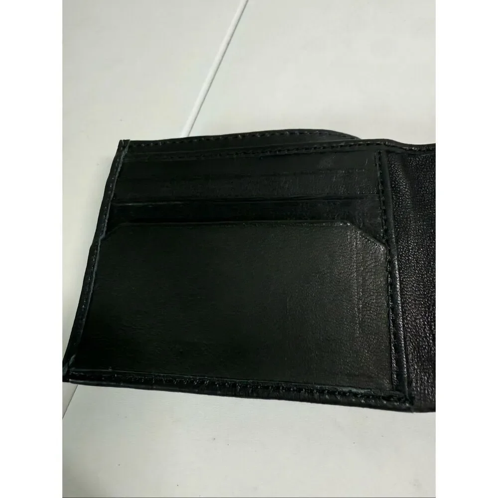 Men’s Leather Bifold Wallet ID / Credit Cards Slots Black See Description